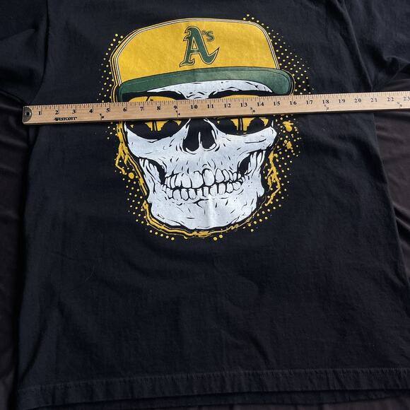 Al Style Oakland Athletics Mens Shirt Large Skull Bay Bridge 2000s Y2K MLB - Picture 7 of 10